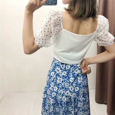 Blusa Estampado Lunares con Costuras Combinadas para Mujer - Image 5