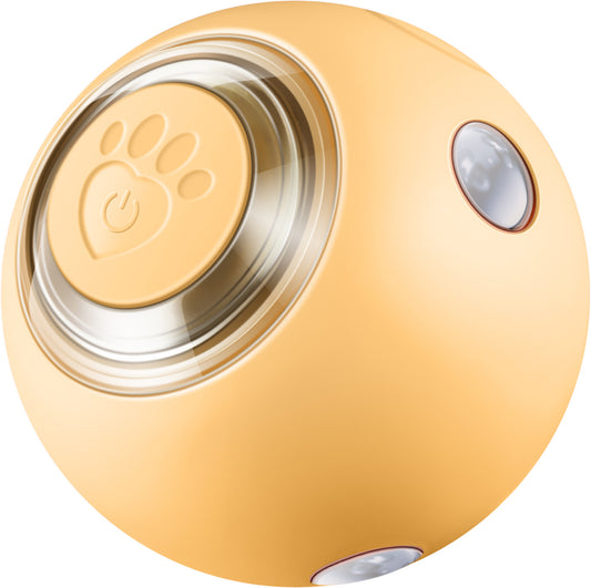 Sakura pink smart pet ball with automatic obstacle avoidance and luminous rotation, shown with its USB charging cable. - Image 2