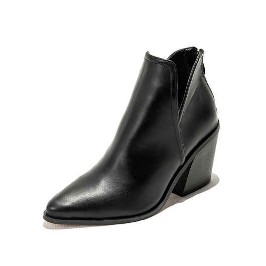 Botas Cortas Leopardo Mujer Tacón Alto Grueso Punta Fina - Image 10