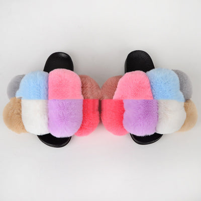Pantuflas y Sandalias con Bola de Pelaje Sintético de Zorro - Image 4