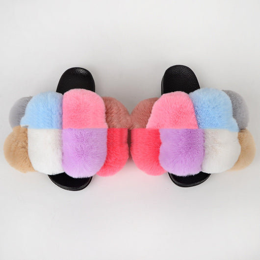 Pantuflas y Sandalias con Bola de Pelaje Sintético de Zorro - Image 4