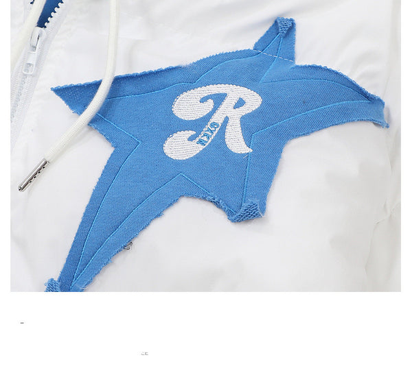 Chaqueta Acolchada con Capucha y Parches de Estrella - Estilo Urbano