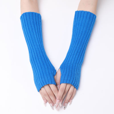 Guantes Largos Rayados de Lana para Otoño e Invierno - Mangas Calentadoras sin Dedos - Image 28