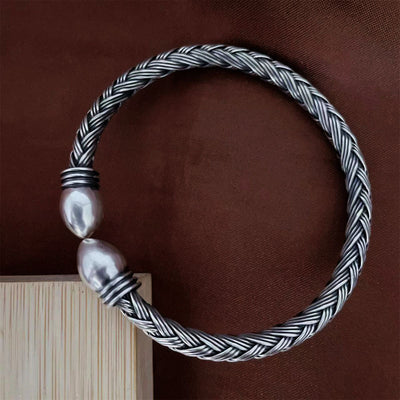 Pulsera de Plata S999 Tejida a Mano Personalizable - Estilo Retro y Moderno