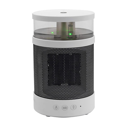 White and black 3-in-1 space heater with humidifier and night light, featuring a mesh grille and control buttons. - Image 13