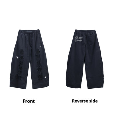 Pantalones Casuales Rotos con Parches Denim para Bailar - Image 6