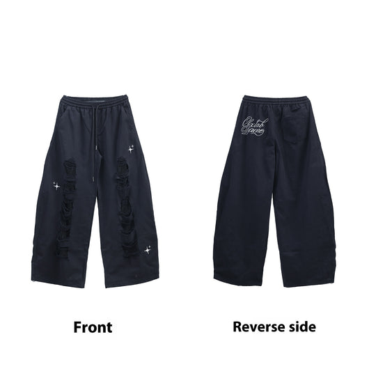 Pantalones Casuales Rotos con Parches Denim para Bailar - Image 6