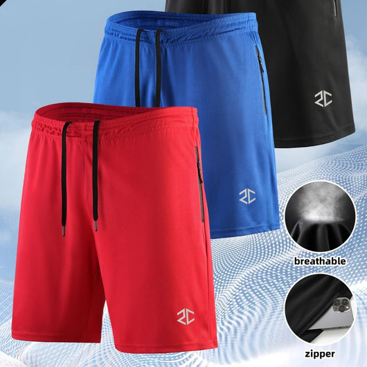Shorts Deportivos Hombre Secado Rápido con Bolsillos Cremallera