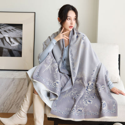 Bufanda de Cachemira Elegante Estilo Nacional Reversible Jacquard Doble Cara - Image 28
