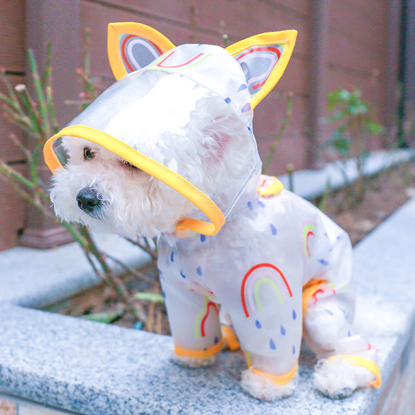 Impermeable Transparente Arcoíris para Perros
