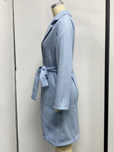 Abrigo de Lana para Mujer Cuello Polo Manga Larga Color Sólido Otoño Invierno - Image 37