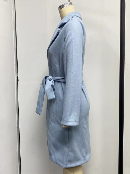 Abrigo de Lana para Mujer Cuello Polo Manga Larga Color Sólido Otoño Invierno - Image 37