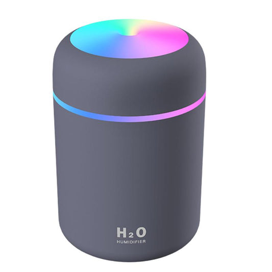 Navy car USB humidifier with a colorful LED light ring and top, displaying "H₂O HUMIDIFIER" text. - Image 2