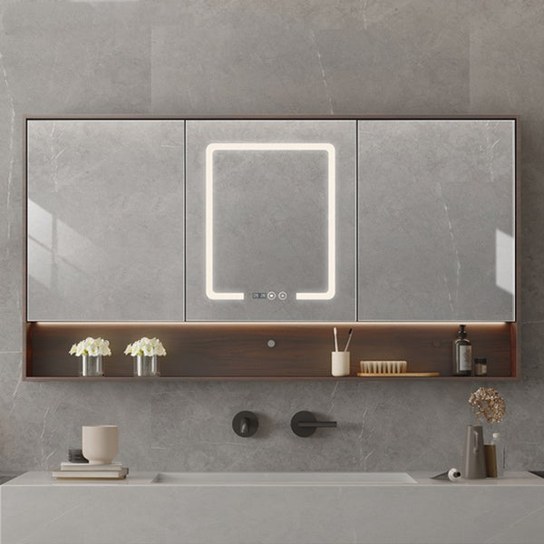 Espejo de Baño Inteligente con Luz LED, Desempañante y Gabinete de Almacenamiento