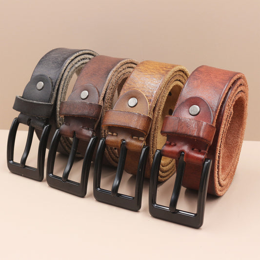 Cinturón de Cuero Premium Estilo Coreano con Hebilla de Perno para Hombre