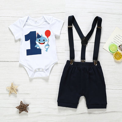 Conjunto de Bebé Tiburón Cartoon - Pants Suspender y Manga Larga - Image 12