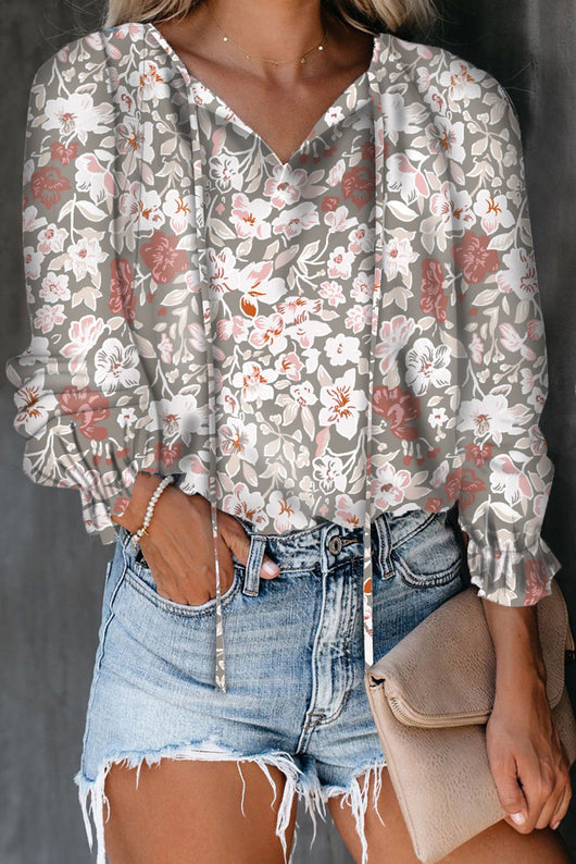 Blusa Casual Suelta de Chifón Estampada de Manga Larga - Image 12