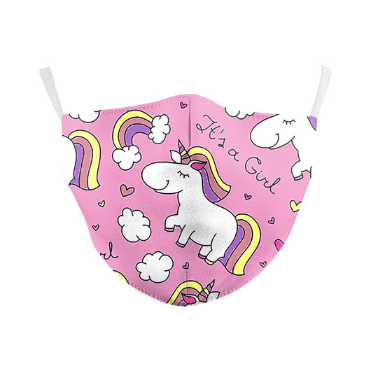 Black dust mask with a whimsical print featuring white unicorns, colorful donuts, yellow stars, and rainbows. - Image 6