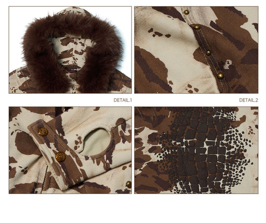 Sudadera Camo con Estampado de Vida Silvestre y Capucha Forrada en Pelaje - Image 12