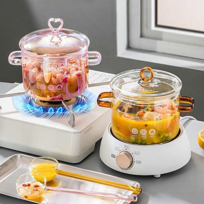 Tetera de Vidrio Borosilicato Doble Asa para Cocina