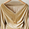 Blusa Champagne Escote V Manga Larga Plisada Terciopelo para Invierno