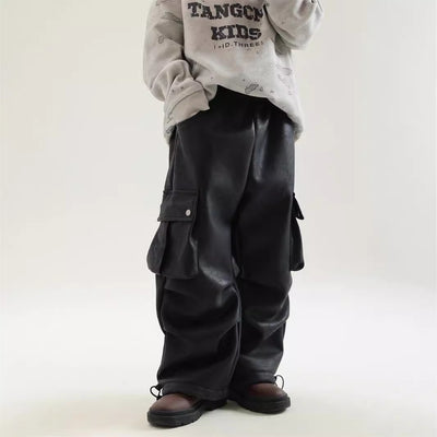 Pantalones de Trabajo en Cuero con Forro Polar para Niño