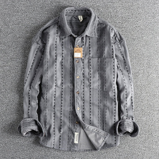 Camisa Casual Hombre Estilo Navajo Retro Americano - Image 11