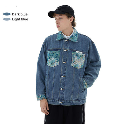 Chaqueta de Mezclilla Suelta Estampada para Parejas - Image 5