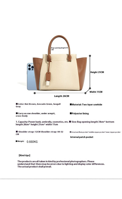 Bolso Tote de Cuero Genuino Gran Capacidad - Estilo Minimalista Versátil - Image 11