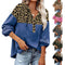 Sudadera Estampado Leopardo Suelta con Capucha Manga Larga para Mujer