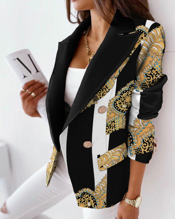 Traje Estampado Cruzado de Manga Larga