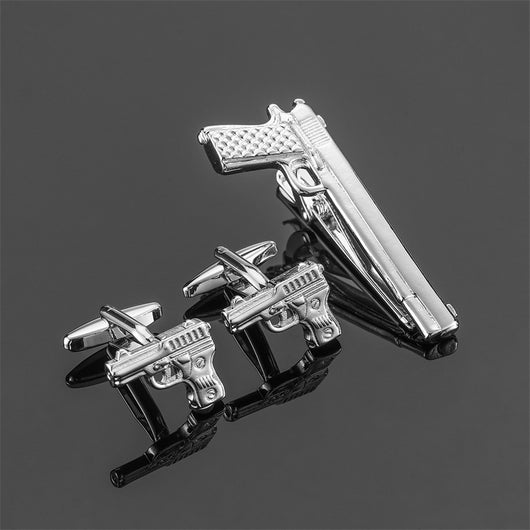 Broche de Corbata Cuadrado Cepillado en Oro, Plata y Negro - Image 19