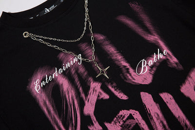 Playera Manga Larga Hip Hop con Letras Fuzzy y Cadena para Hombre - Image 30