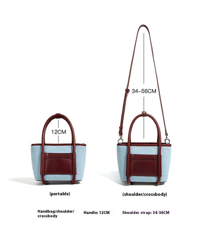 Bolsa Bandolera de Cuero y Denim - Diseño Artesanal de Dos Texturas - Image 12