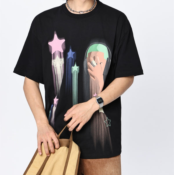 Playera de Algodón para Hombre con Estampa de Estrella de Cinco Puntas
