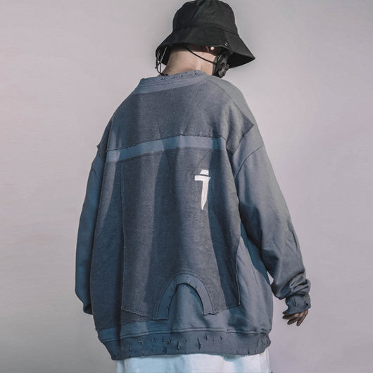 Sudadera Holgada Desgarrada Hip-Hop - Image 9