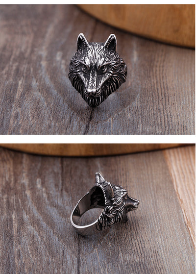 Anillo de Cabeza de Lobo Audaz para Hombres - Image 17