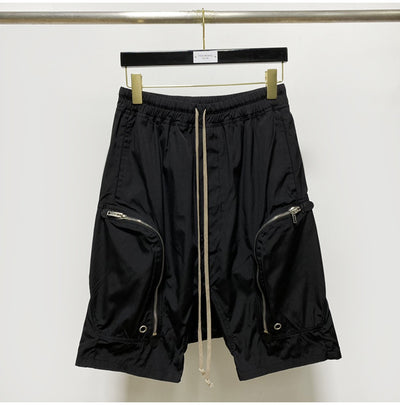 Shorts Harem Motociclista Negro con Bolsillos de Cierre para Hombre - Image 12