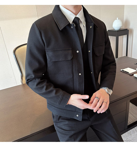 Blazer de Lana Corto para Hombre con Solapa Slim Fit Invierno - Image 20