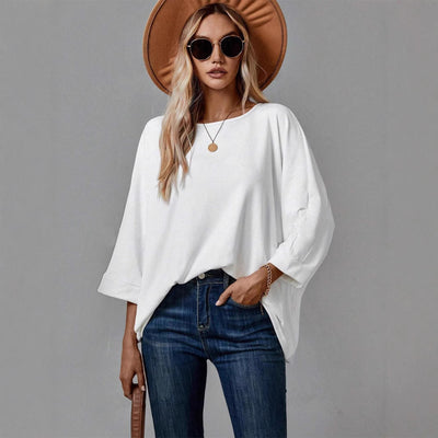 Playera Casual de Cuello Redondo para Mujer - Colores Sólidos
