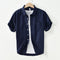 Camisa Casual de Algodón y Lino para Hombre con Cuello Cuadrado