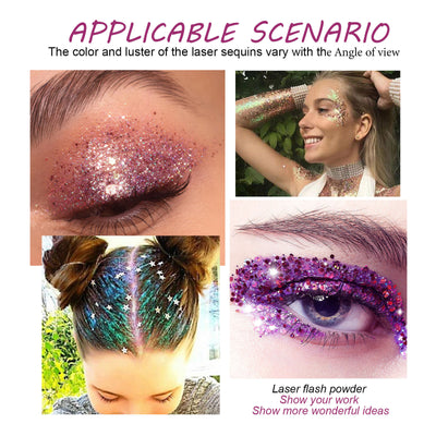 Maquillaje Facial y Corporal con Lentejuelas Brillantes - Image 3