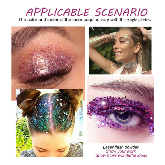 Maquillaje Facial y Corporal con Lentejuelas Brillantes - Image 3