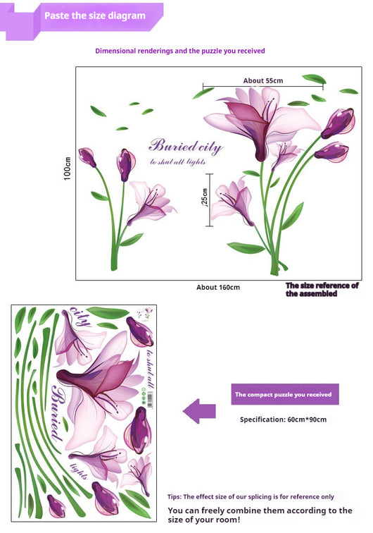 Vinilo Decorativo Flor Púrpura Autoadhesivo Romántico para TV - Image 6