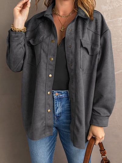 Chaqueta Ante Suave Otoño Mujer - Camisa Solapa Clásica Corte Holgado - Image 13