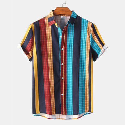 Camisa Hawaiana de Algodón y Lino para Hombre - Diseño Estampado Manga Corta - Image 13