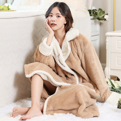 Pijama de Franela Coral con Forro Polar Grueso y Terciopelo para Mujer - Image 6