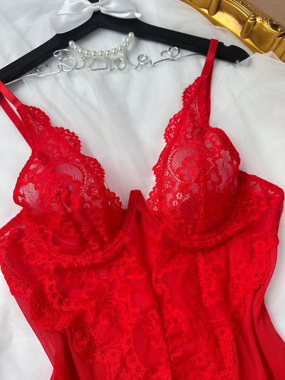 Pijama Sensual de Tul Transparente con Encaje y Recortes para Mujer - Image 19