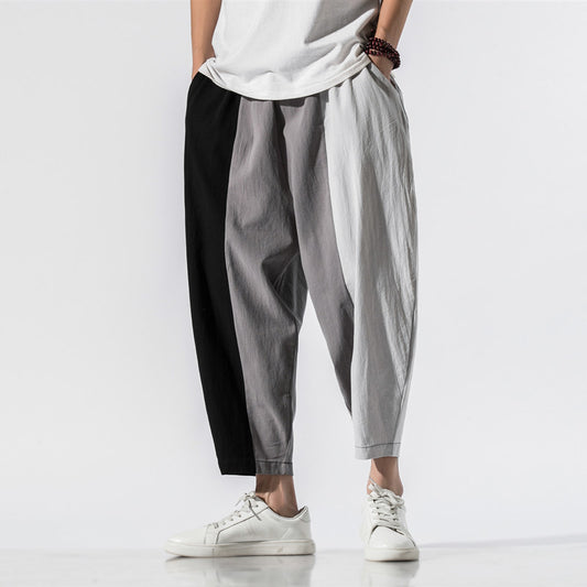 Pantalones Harem Hombre con Rayas de Contraste Tendencia Japonesa