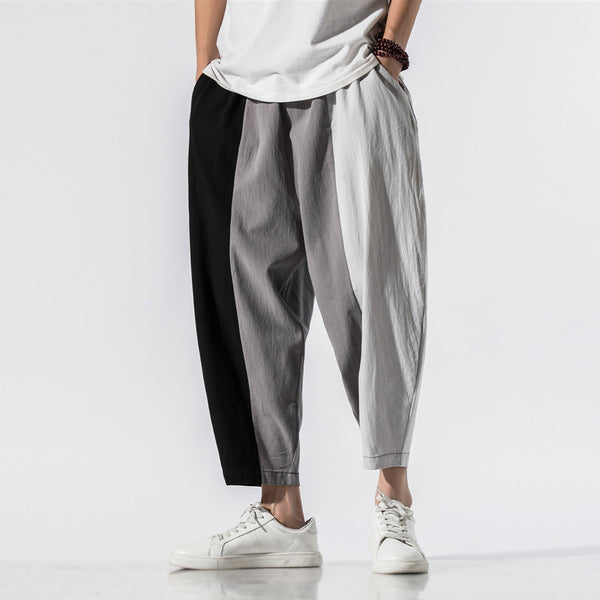 Pantalones Harem Hombre con Rayas de Contraste Tendencia Japonesa